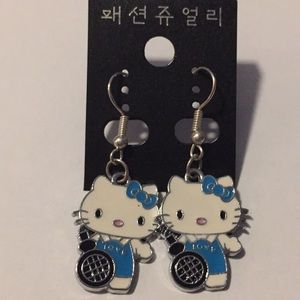 Hello Kitty Blue Love Earrings